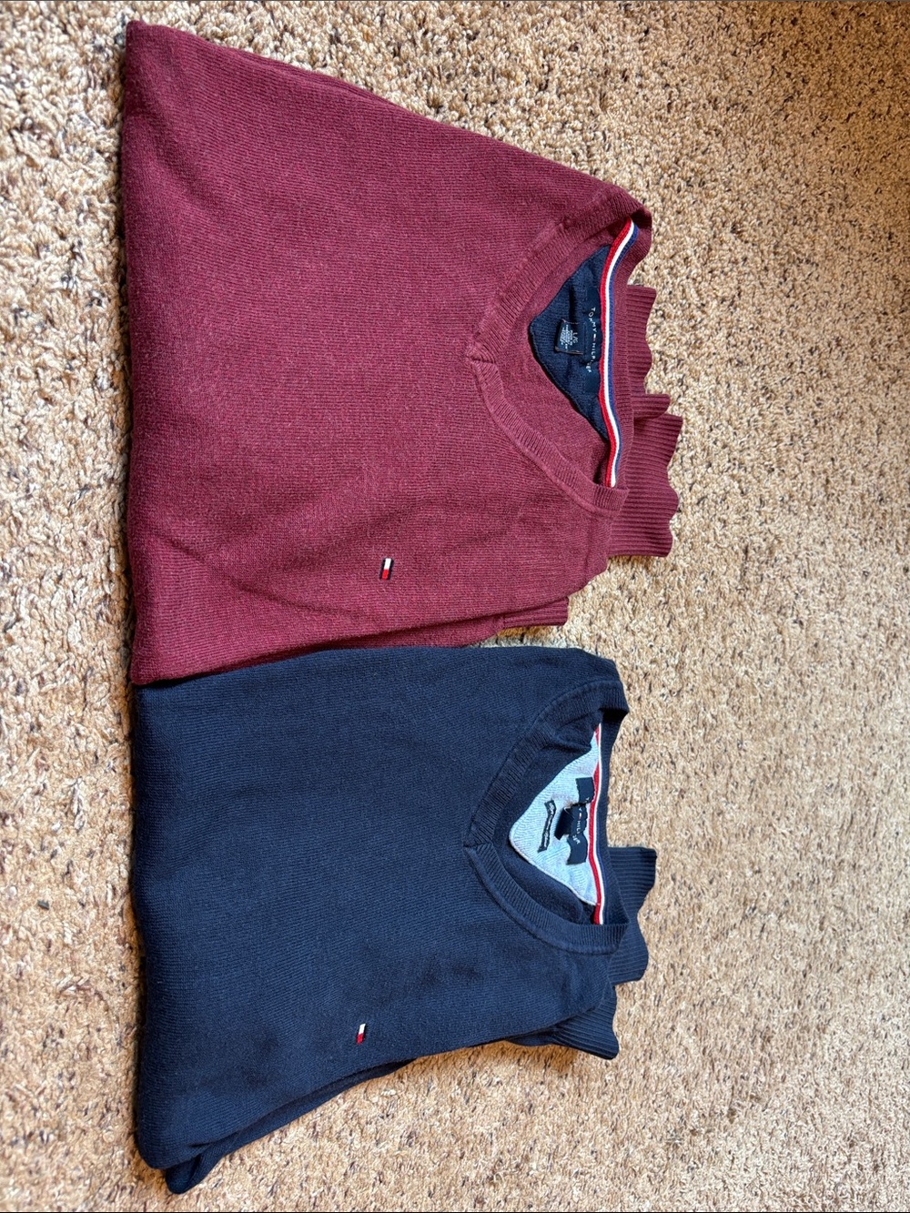 Tommy Hilfiger Men's Crewneck Sweaters - Burgundy & Navy